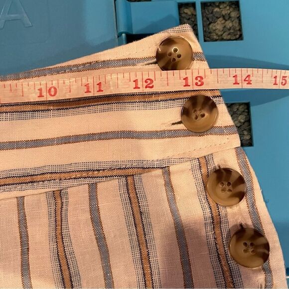 Lou & Grey SZ 0 Wide Leg 100% Linen Pants White Blue Minimalist Capsule Wardrobe - Picture 8 of 9